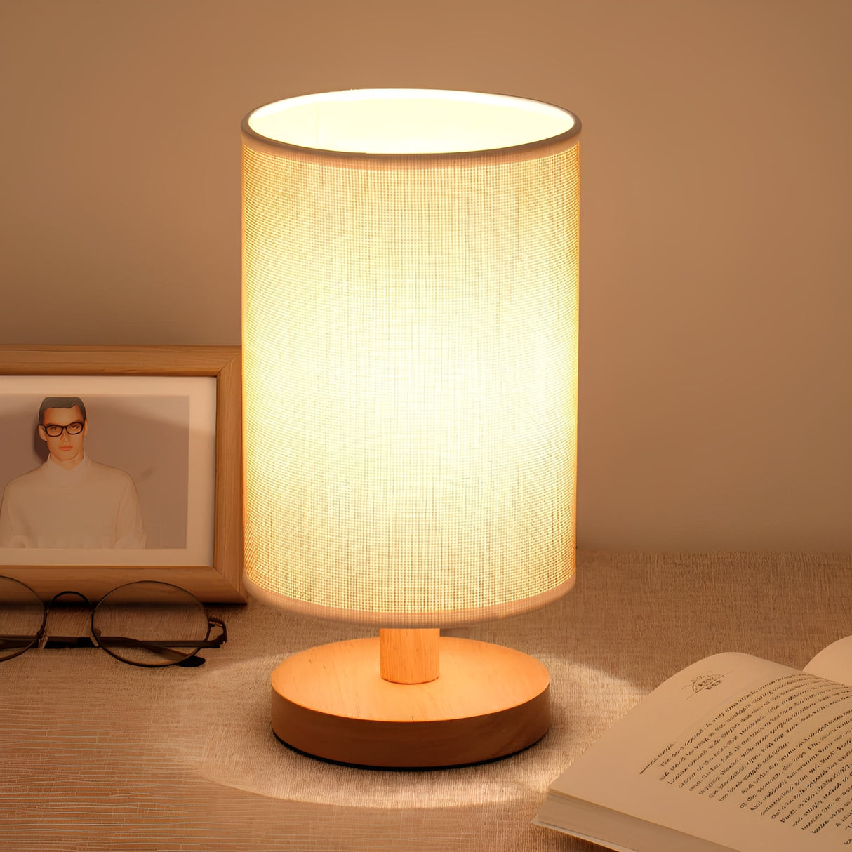 Organic Glow Lamp – Wooden Bedside Lamp with Dimmable Lighting – Remote Control for Cozy Ambiance 2