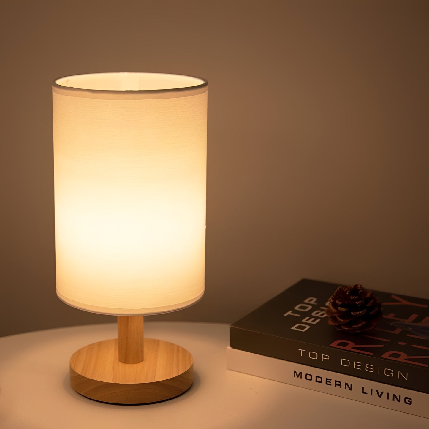 Organic Glow Lamp – Wooden Bedside Lamp with Dimmable Lighting – Remote Control for Cozy Ambiance 1