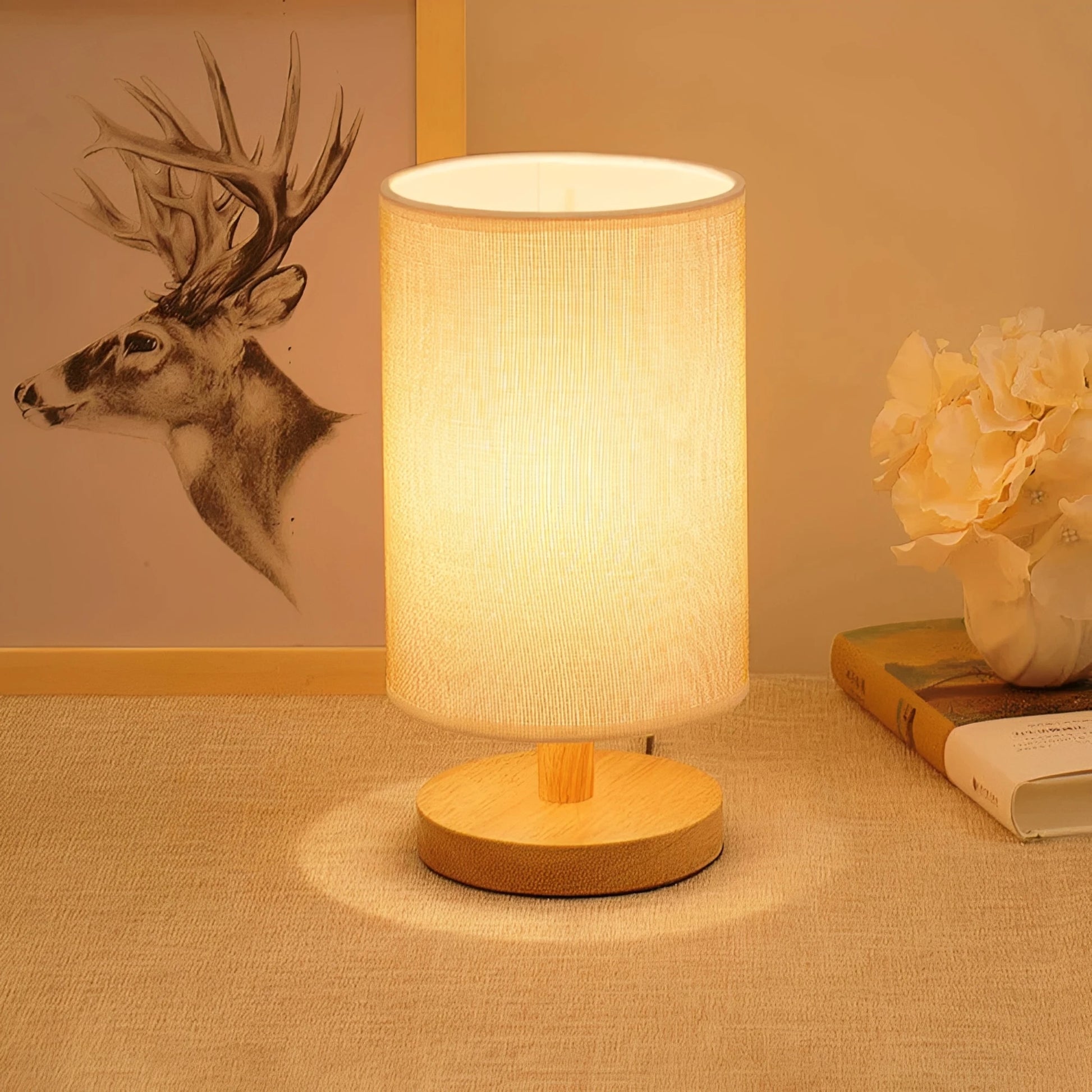Organic Glow Lamp – Wooden Bedside Lamp with Dimmable Lighting – Remote Control for Cozy Ambiance 7