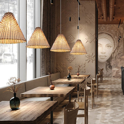Boho Woven Rattan Pendant Lamp - Unique Natural Lighting for Home Decor 3