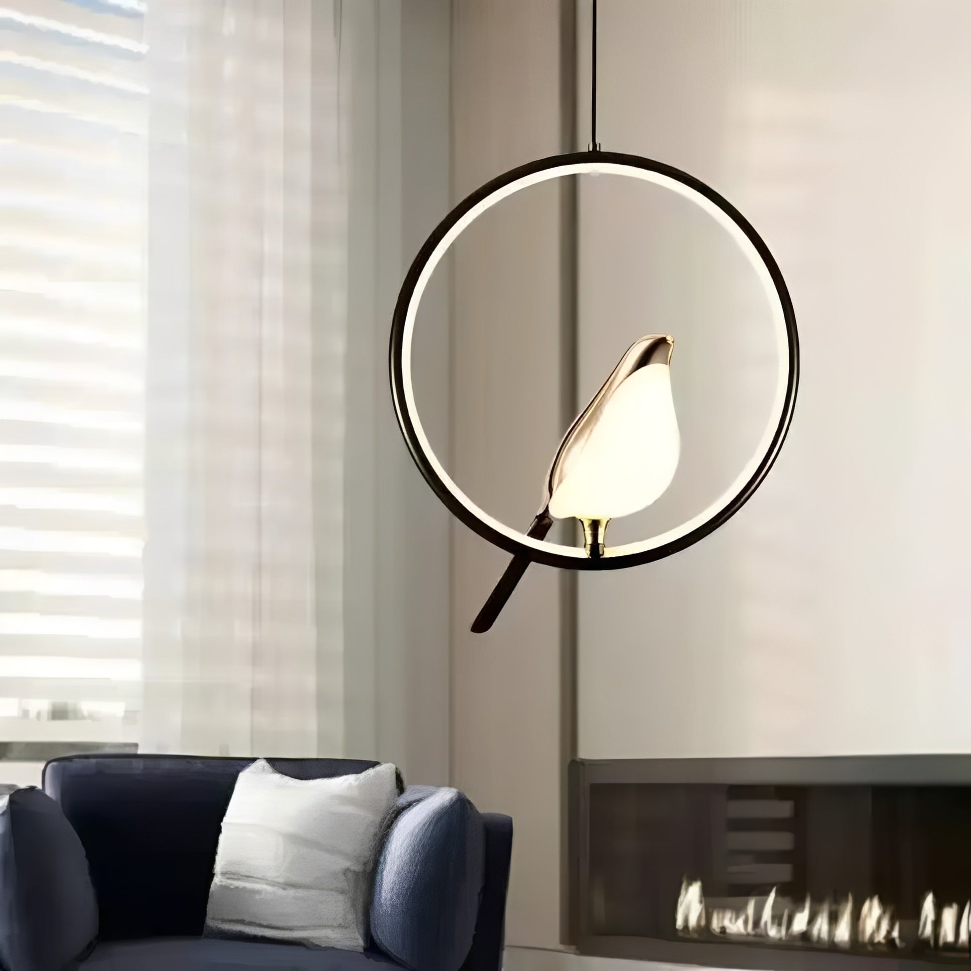 Elegant Black Pendant Light with Energy-Efficient LED – Whimsical Bird Design for Unique Home Decor 1