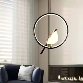 Elegant Black Pendant Light with Energy-Efficient LED – Whimsical Bird Design for Unique Home Decor 1