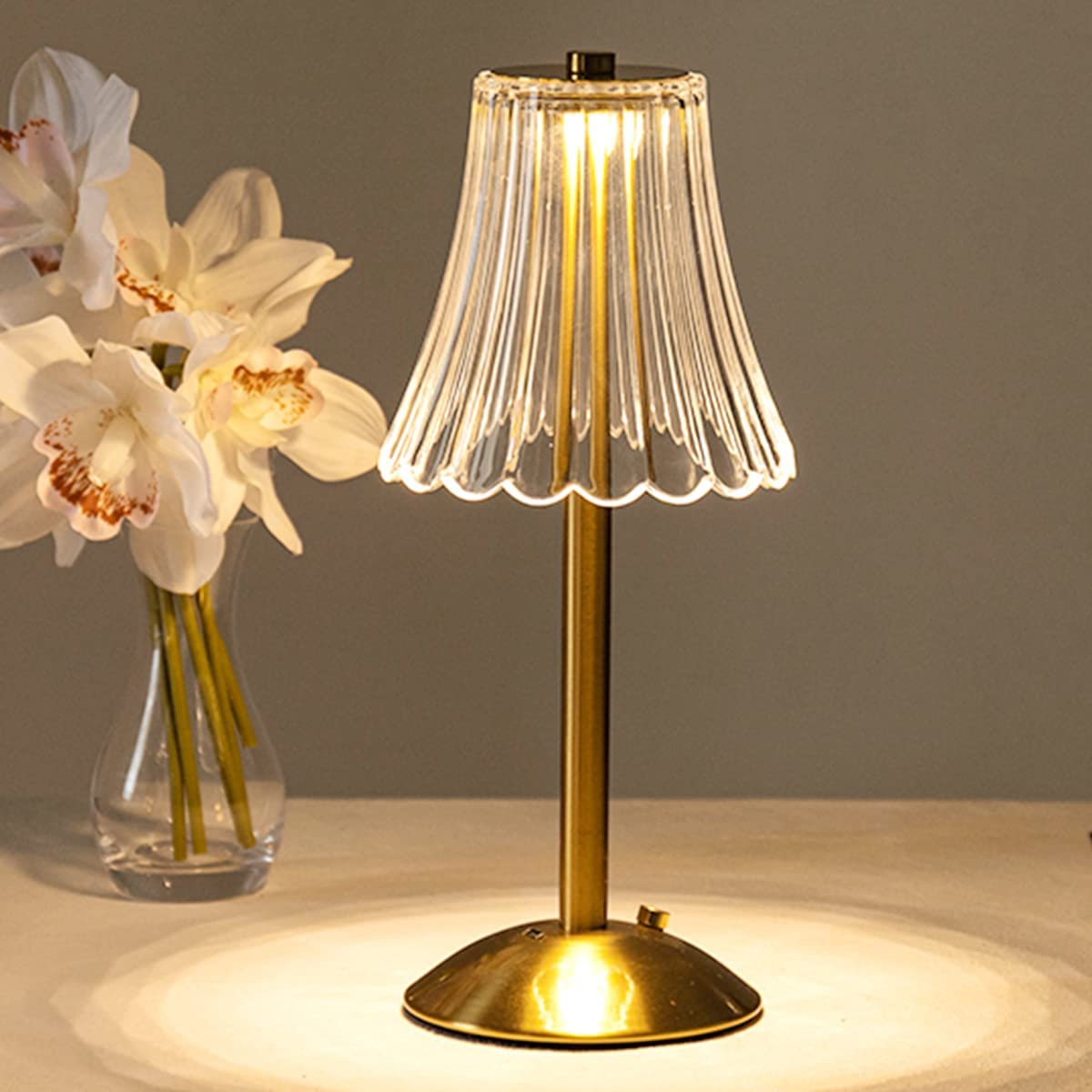 AuraLux Golden Crystal Table Lamp - Dimmable LED Touch Control for Elegant Lighting 6