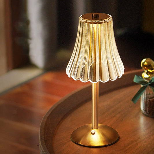 AuraLux Golden Crystal Table Lamp - Dimmable LED Touch Control for Elegant Lighting 3