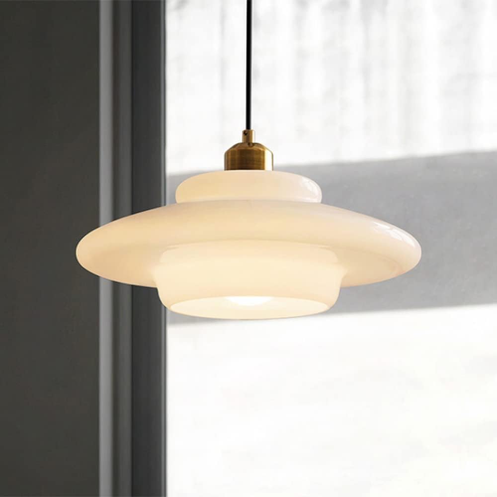 Opal White Glass Pendant Lighting - Adjustable Height for Elegant Kitchen Island Illumination 3