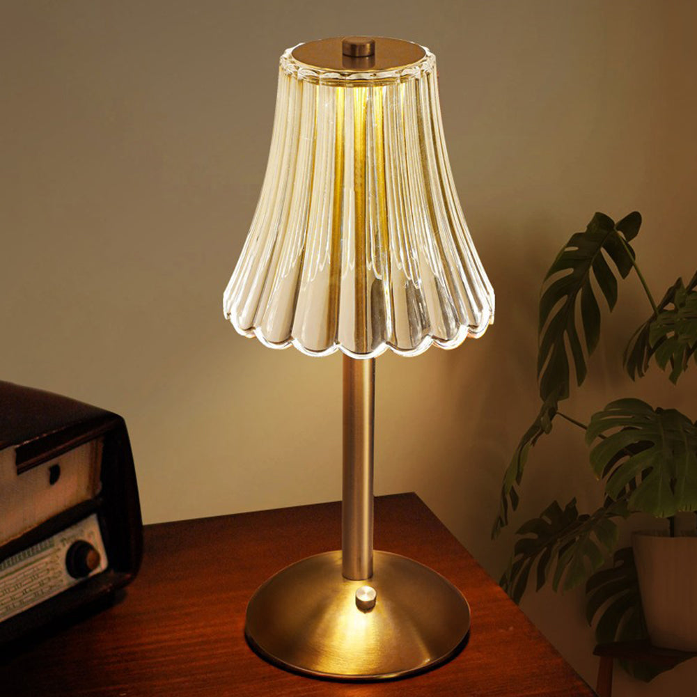 AuraLux Golden Crystal Table Lamp - Dimmable LED Touch Control for Elegant Lighting 1