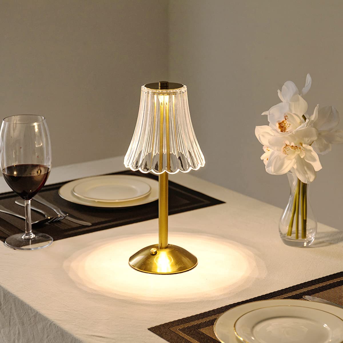AuraLux Golden Crystal Table Lamp - Dimmable LED Touch Control for Elegant Lighting 7