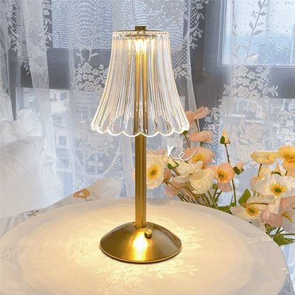 AuraLux Golden Crystal Table Lamp - Dimmable LED Touch Control for Elegant Lighting 5