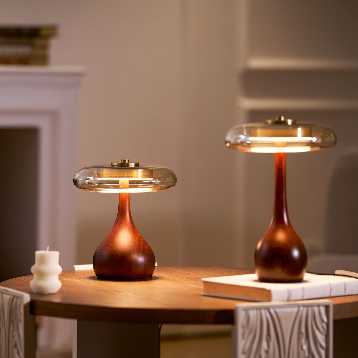 Velora Glass Wood Table Lamp
