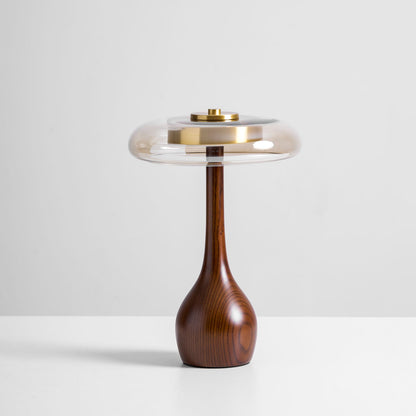 Velora Glass Wood Table Lamp