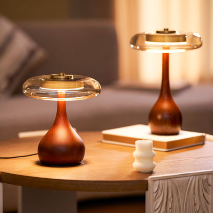 Velora Glass Wood Table Lamp