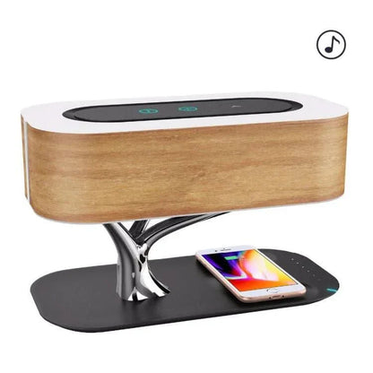 LED Table Lamp Wood Speaker Wireless Charger