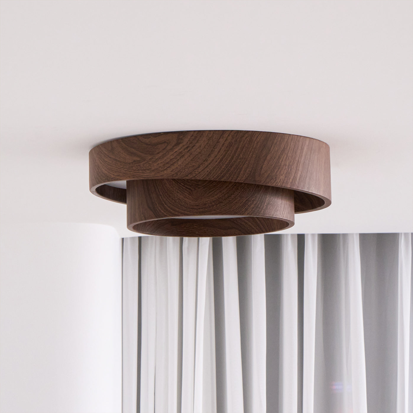 Orielle Wood Ring Flush Ceiling Light