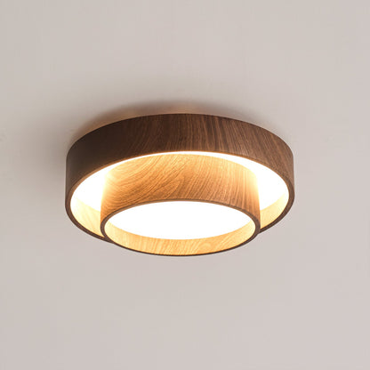Orielle Wood Ring Flush Ceiling Light