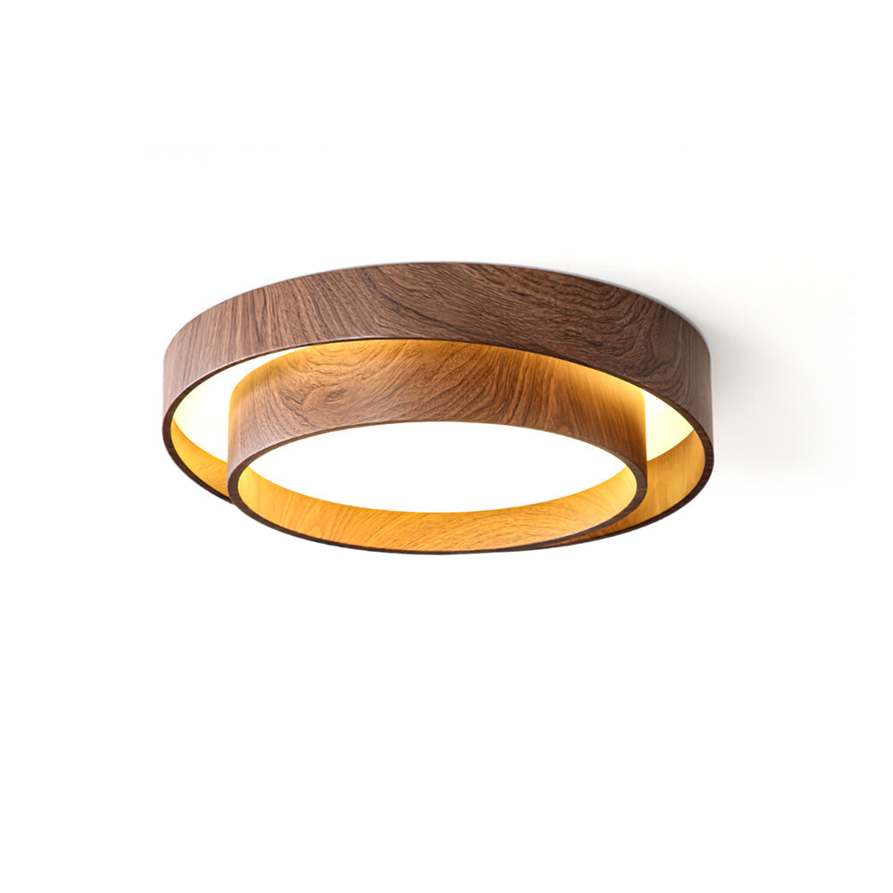 Orielle Wood Ring Flush Ceiling Light
