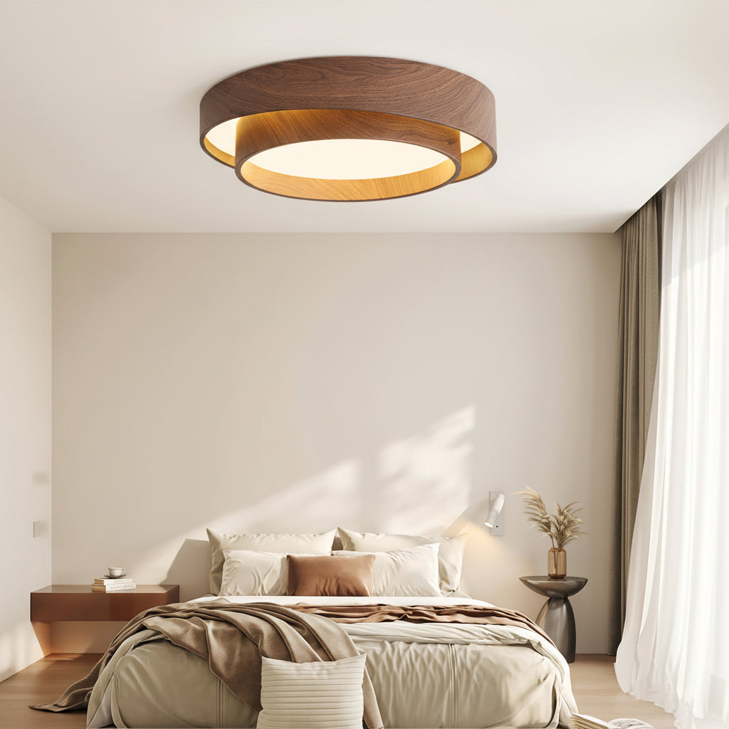 Orielle Wood Ring Flush Ceiling Light