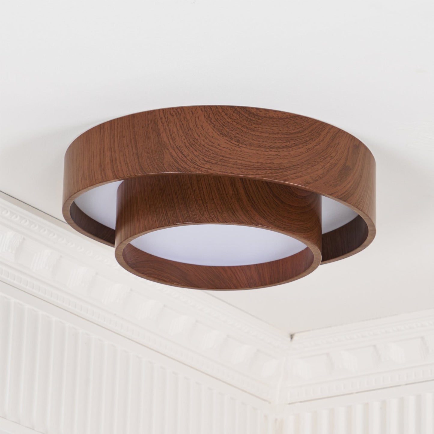 Orielle Wood Ring Flush Ceiling Light