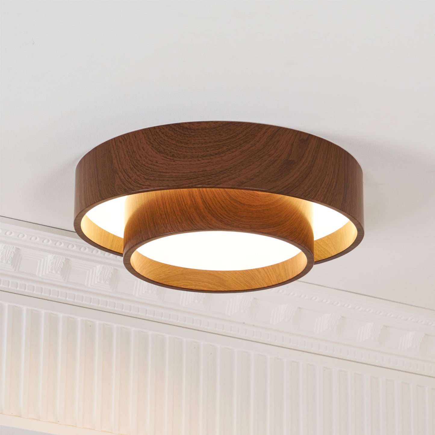 Orielle Wood Ring Flush Ceiling Light