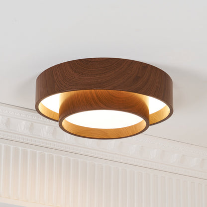 Orielle Wood Ring Flush Ceiling Light