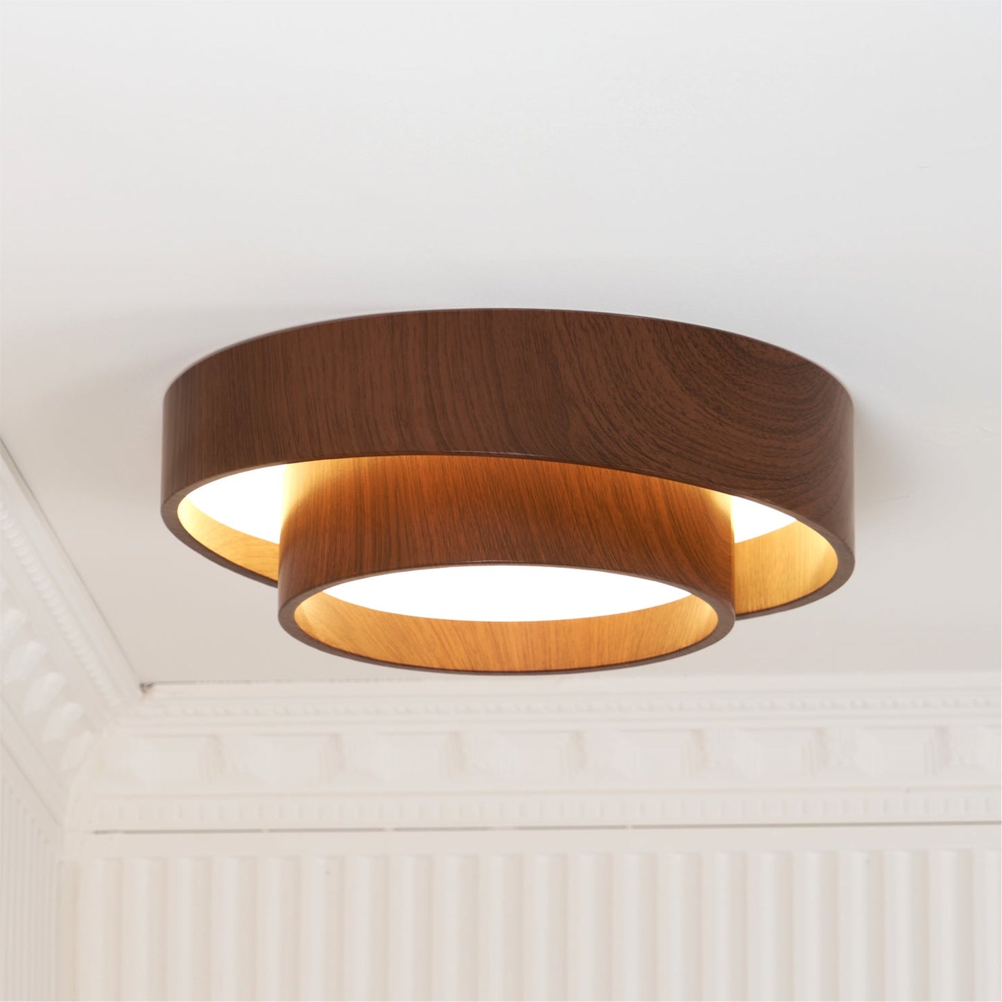 Orielle Wood Ring Flush Ceiling Light