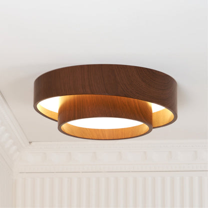 Orielle Wood Ring Flush Ceiling Light