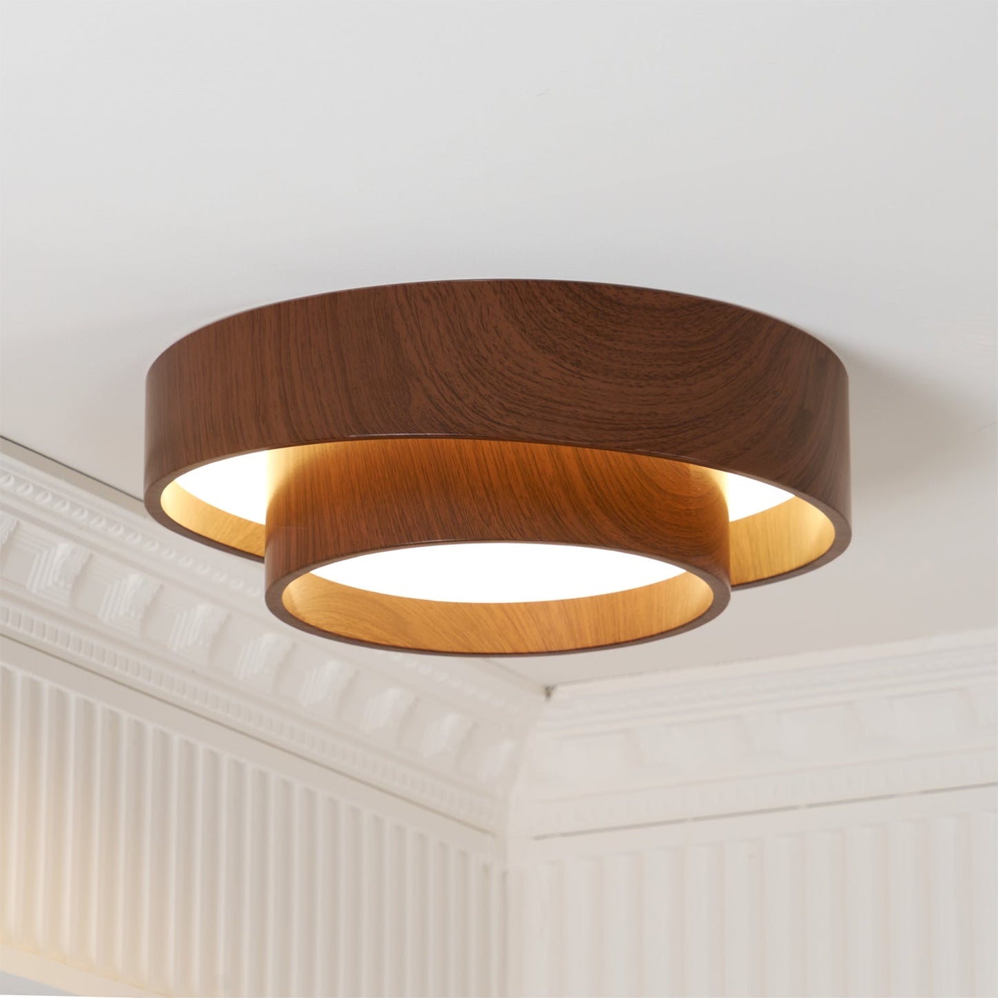 Orielle Wood Ring Flush Ceiling Light