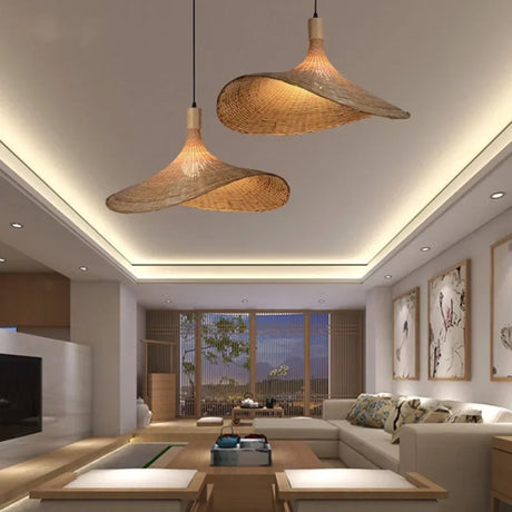 BambooHaven Woven Bamboo Pendant Lamp - Natural Design for Cozy Atmosphere 7