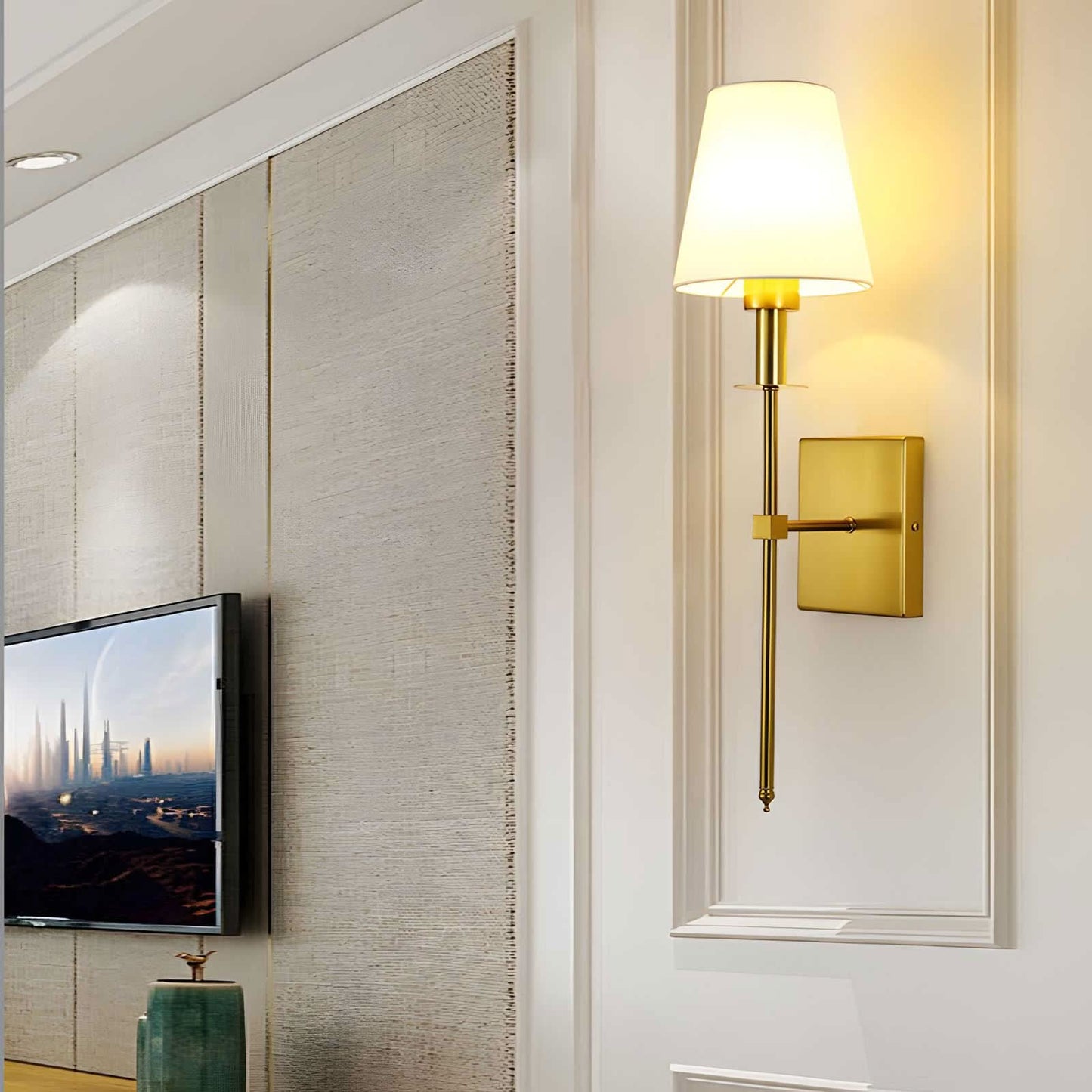Modern Fabric Wall Sconce RGB LED Light