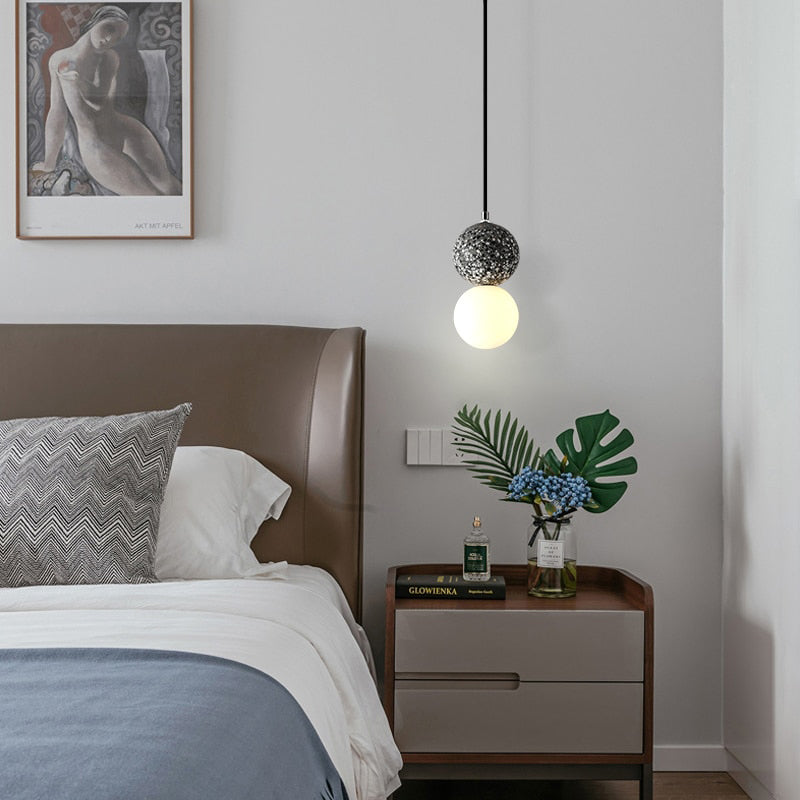 Aurora LED Pendant Light - Modern Black and White Glass Design for Dining and Kitchen 16