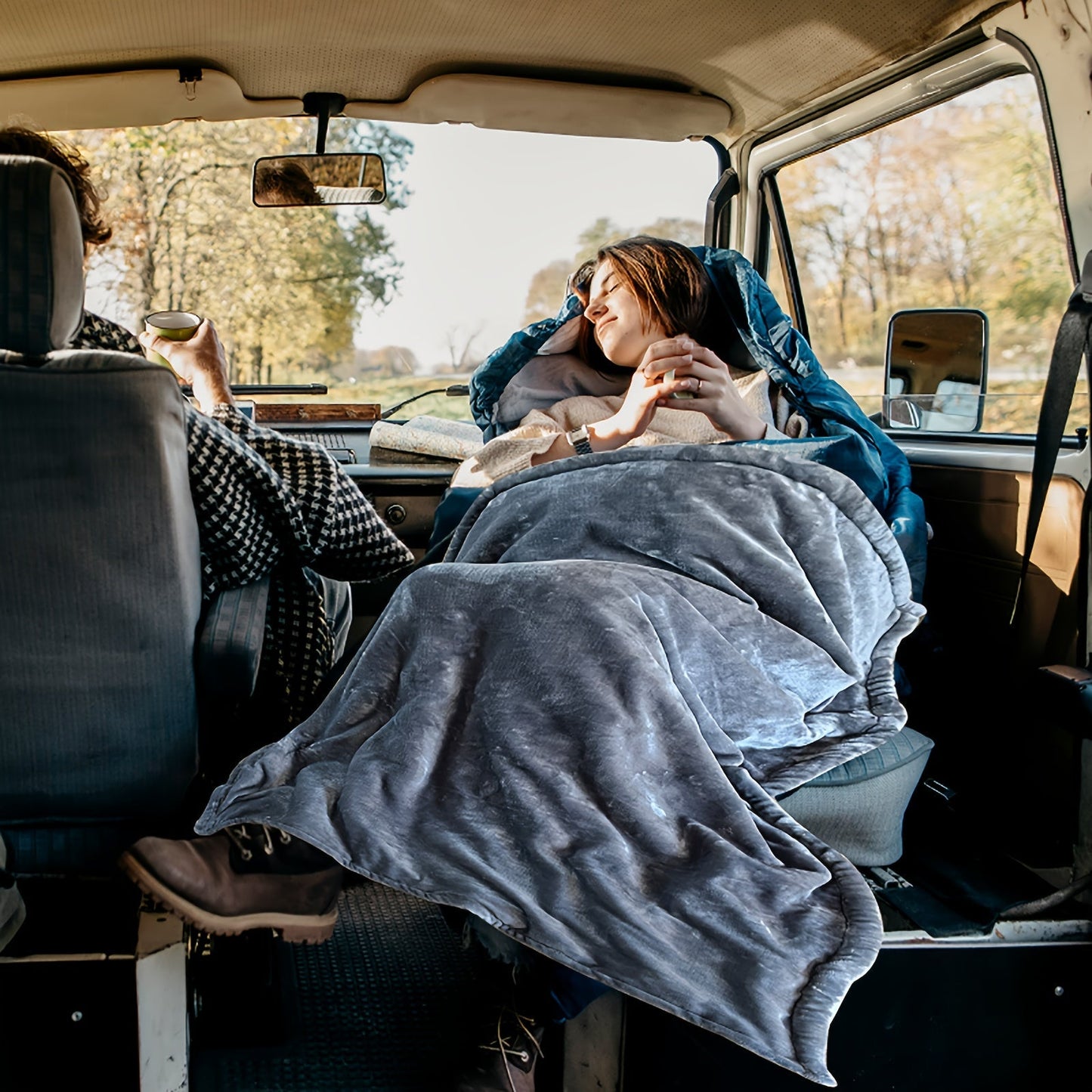 Zemra 12V Heated Car Blanket - Soft Flannel with Overheat Protection for Warmth on the Go 12