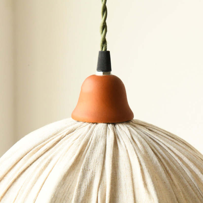 EcoLume Scandinavian LED Pendant Light - Adjustable Beige Fabric Shade for Modern Interiors 8