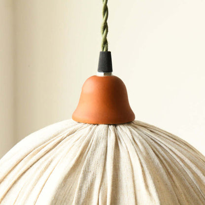 EcoLume Scandinavian LED Pendant Light - Adjustable Beige Fabric Shade for Modern Interiors 8