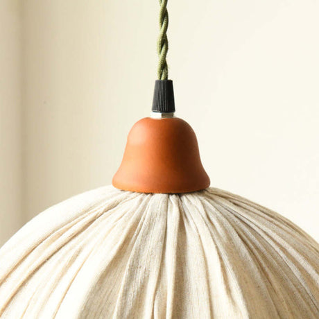 EcoLume Scandinavian LED Pendant Light - Adjustable Beige Fabric Shade for Modern Interiors 8