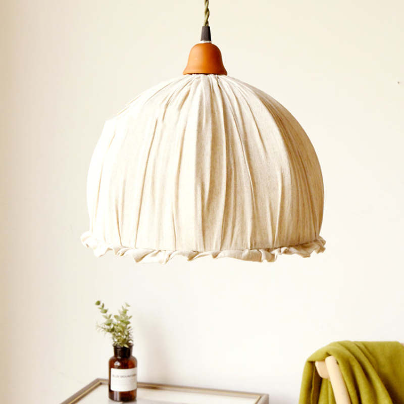 EcoLume Scandinavian LED Pendant Light - Adjustable Beige Fabric Shade for Modern Interiors 7