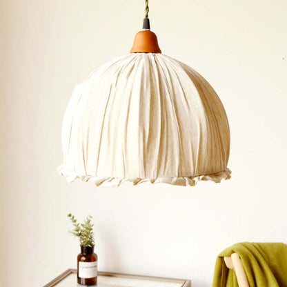 EcoLume Scandinavian LED Pendant Light - Adjustable Beige Fabric Shade for Modern Interiors 7