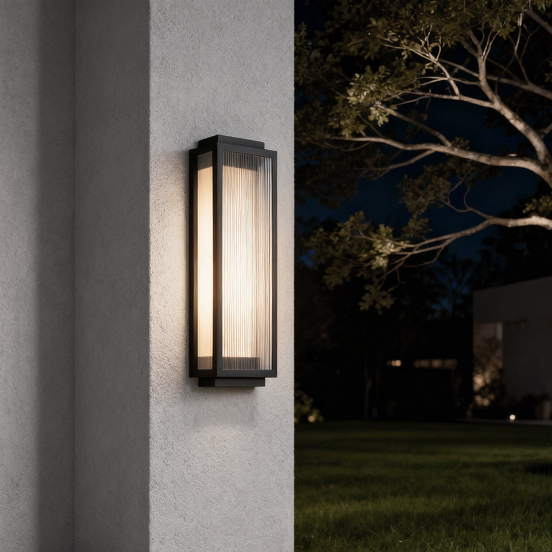 Reeded Glass Outdoor Wall Light - Modern LED Design with Adjustable Heights for Enhanced Ambiance 8