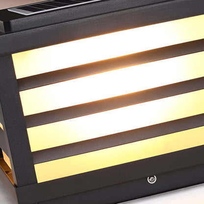 Modern Square Grid LED Pillar Light - Durable Outdoor Lighting with Dual Power Supply 6