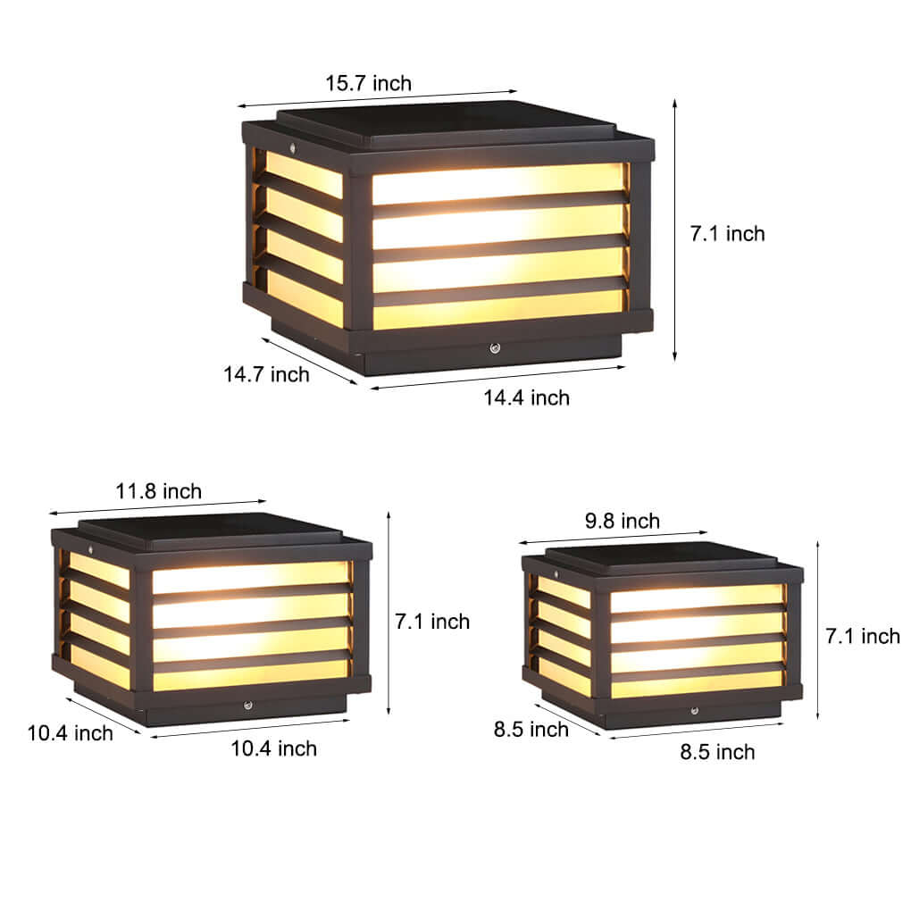 Modern Square Grid LED Pillar Light - Durable Outdoor Lighting with Dual Power Supply 11