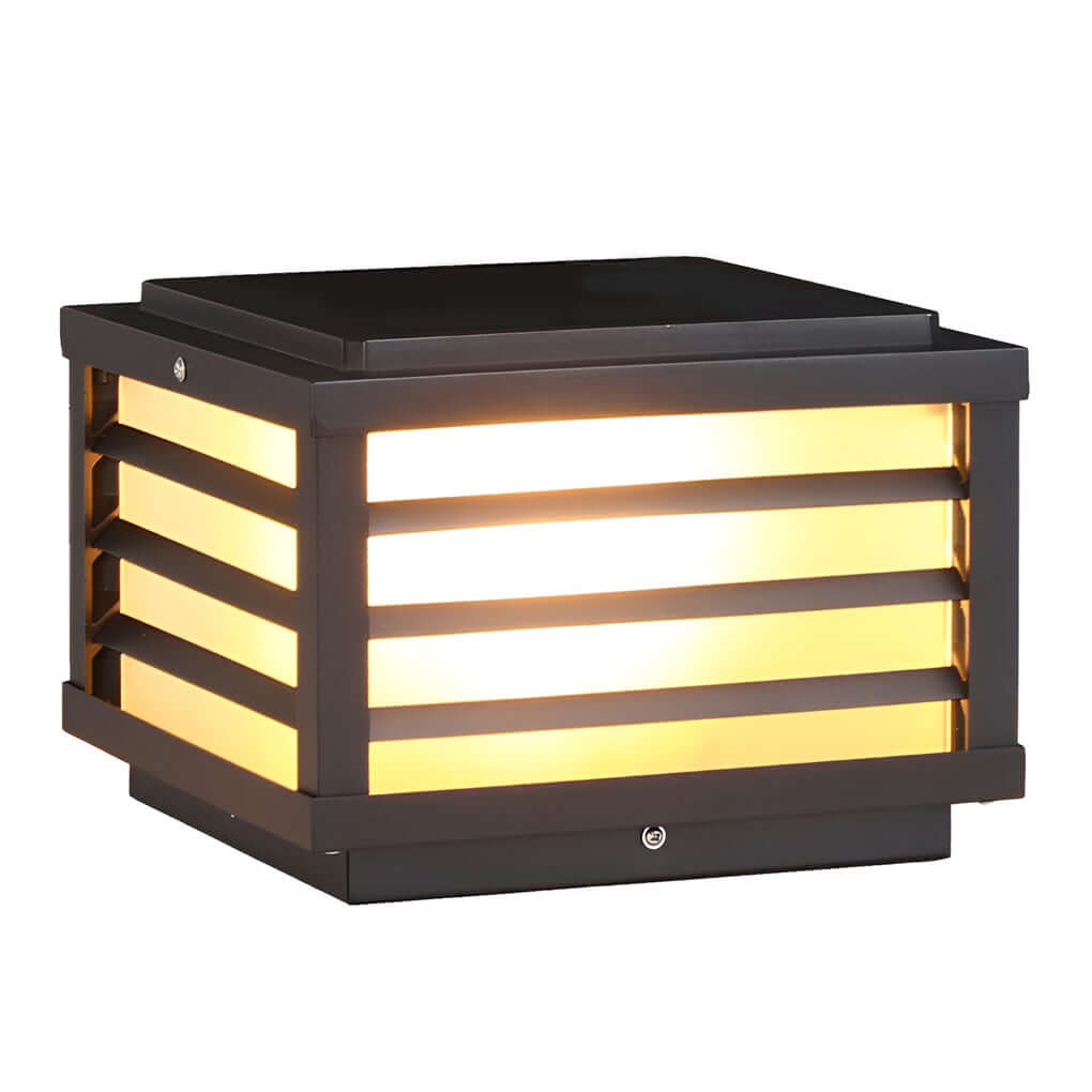Modern Square Grid LED Pillar Light - Durable Outdoor Lighting with Dual Power Supply 9
