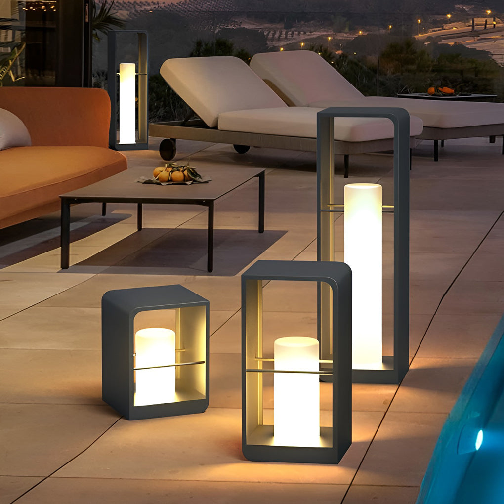 Modern Black Lantern Outdoor Light - Waterproof Dual Power Lamp for Cozy Illumination 7