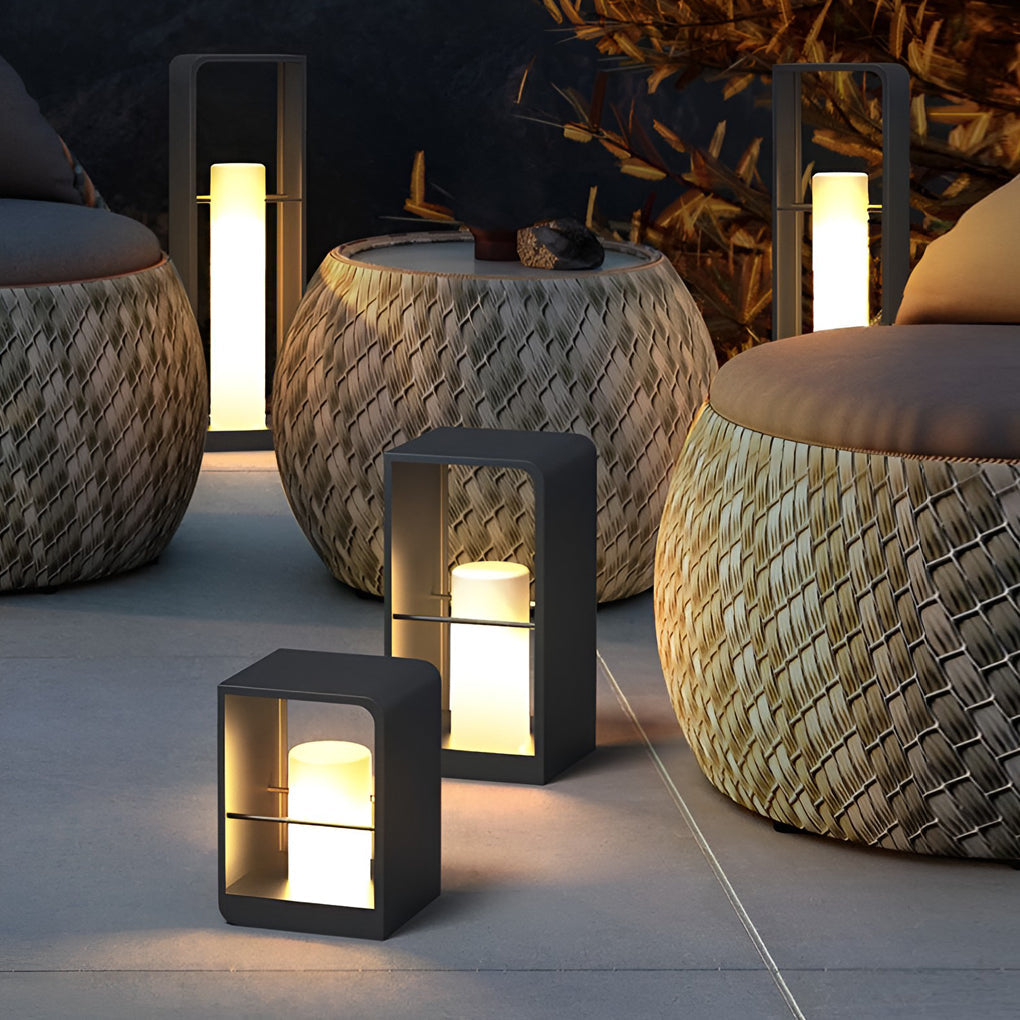 Modern Black Lantern Outdoor Light - Waterproof Dual Power Lamp for Cozy Illumination 8