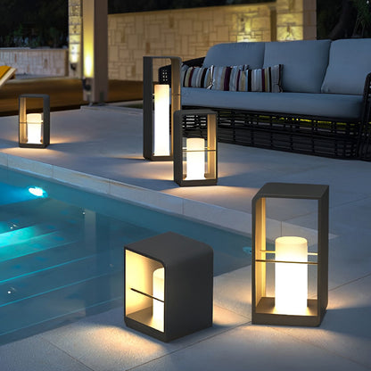 Modern Black Lantern Outdoor Light - Waterproof Dual Power Lamp for Cozy Illumination 3