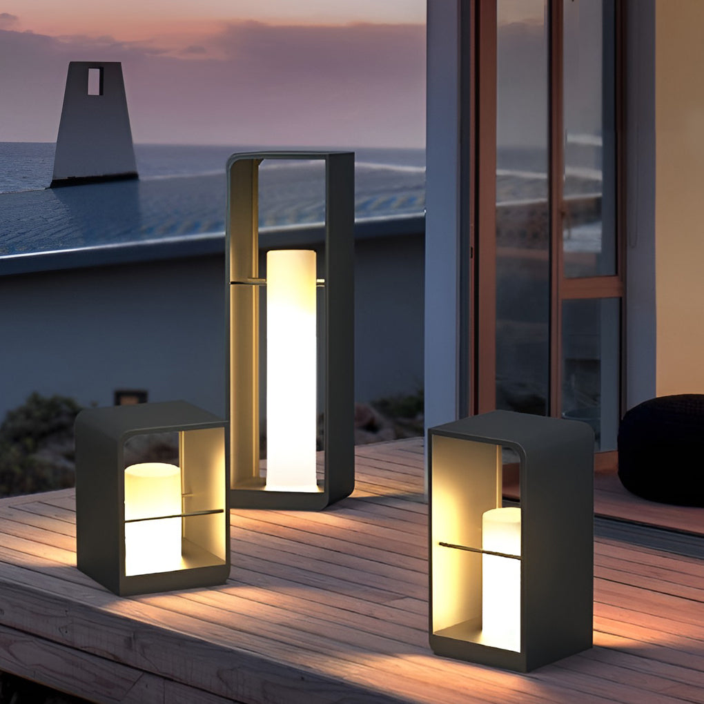 Modern Black Lantern Outdoor Light - Waterproof Dual Power Lamp for Cozy Illumination 5