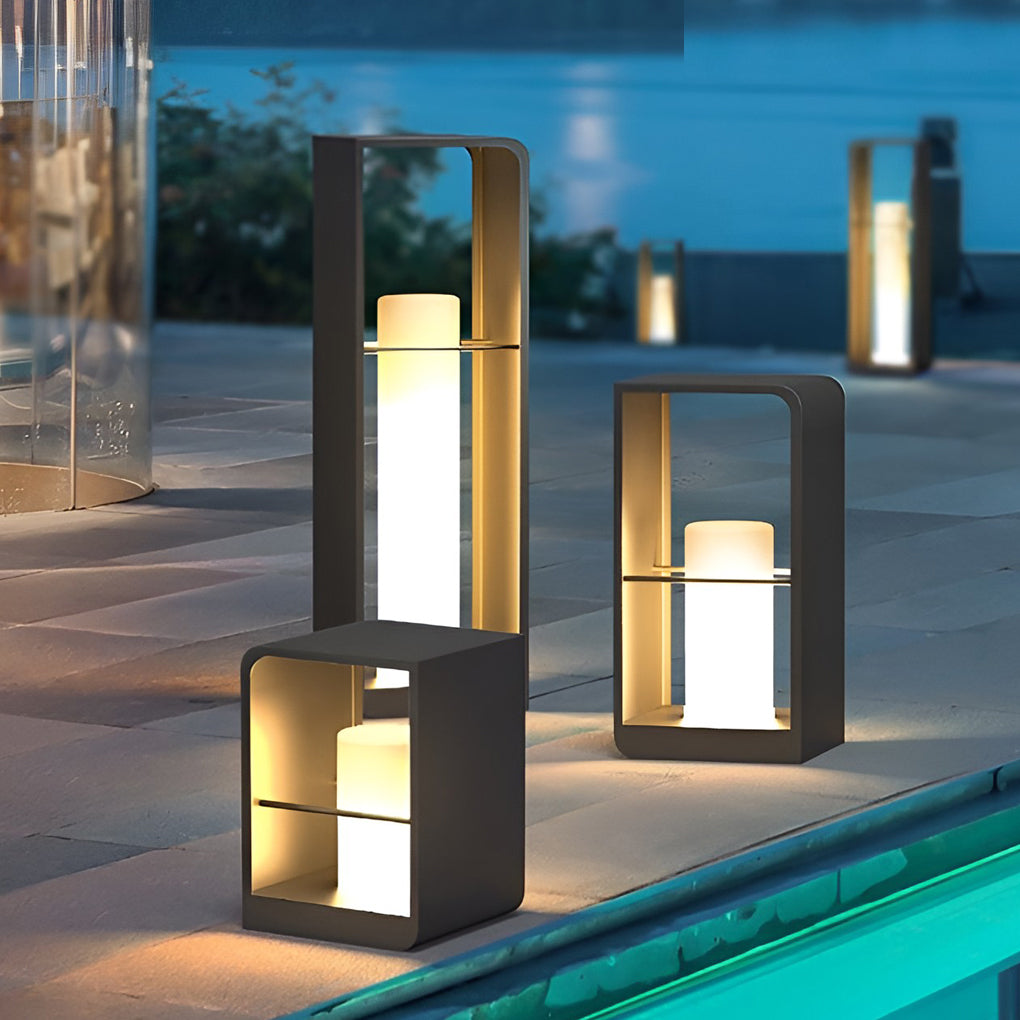 Modern Black Lantern Outdoor Light - Waterproof Dual Power Lamp for Cozy Illumination 1