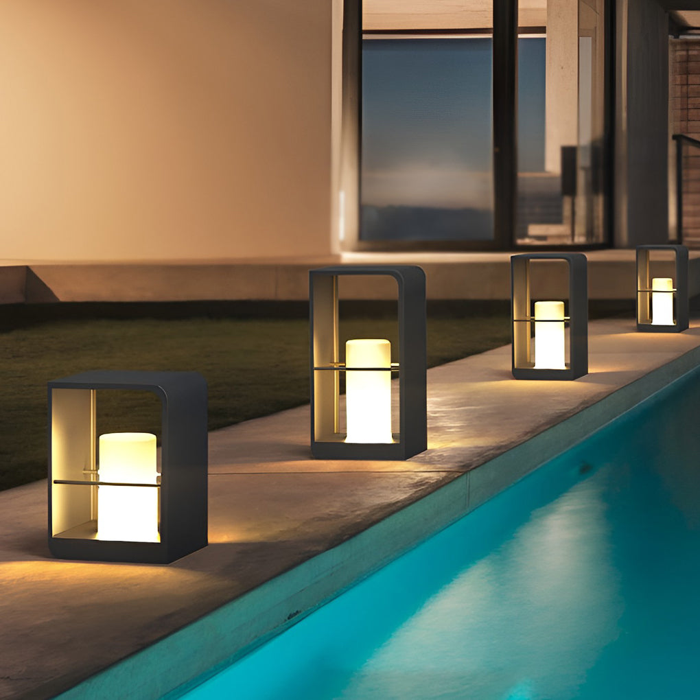 Modern Black Lantern Outdoor Light - Waterproof Dual Power Lamp for Cozy Illumination 2