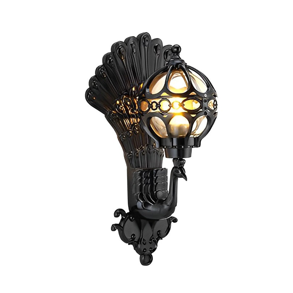 Peacock Inspired Outdoor Wall Sconce - Vintage Aluminum Light Fixture with IP55 Protection 12