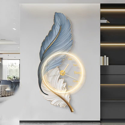 Artistic Feather LED Wall Lamp - USB Rechargeable Acrylic Clock Light for Ambient Illumination 2