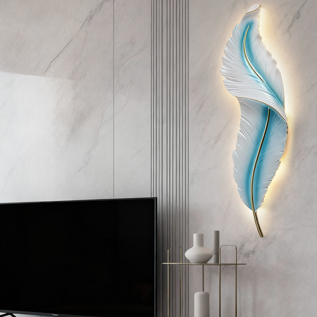 Feather Wall Light - Modern Resin Wall Sconce with Dimmable LED & Three Color Options for Artistic Ambiance 9