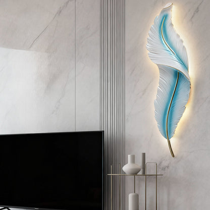 Feather Wall Light - Modern Resin Wall Sconce with Dimmable LED & Three Color Options for Artistic Ambiance 9