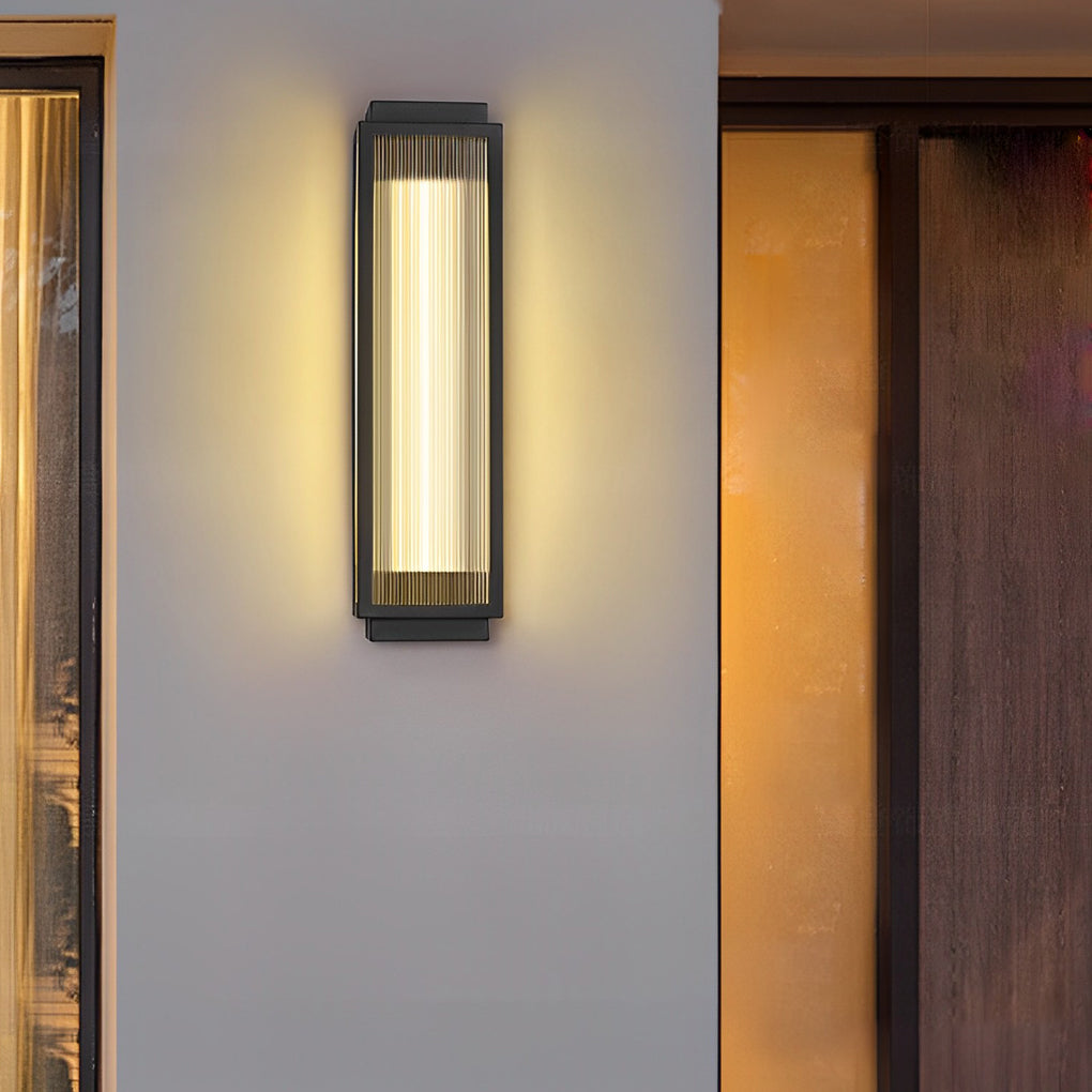 Reeded Glass Outdoor Wall Light - Modern LED Design with Adjustable Heights for Enhanced Ambiance 5